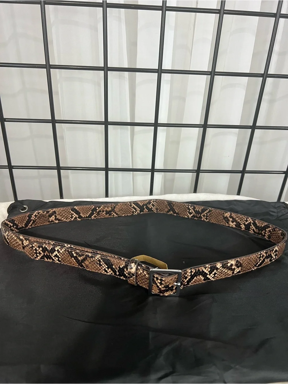 White House Black Market Brown Snake-Print Leather Belt